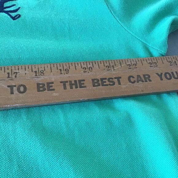 Polo By Ralph Lauren Lrge Green Pique Polo Shirt Navy Polo Crossed Mallets Crest - Picture 6 of 14